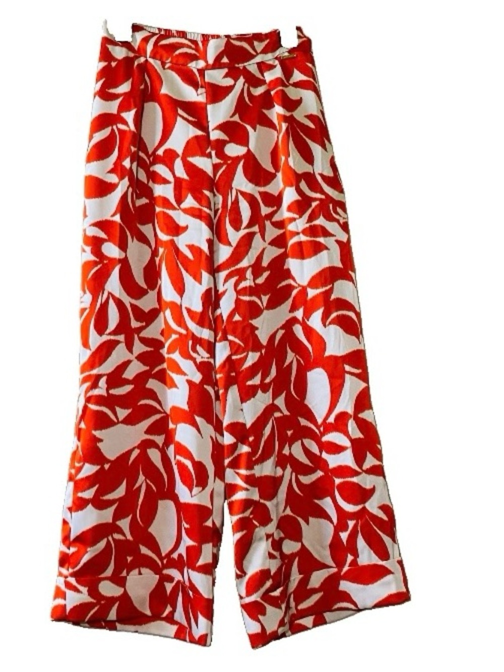 Nine West Orange and White Wide-Leg Printed Pants